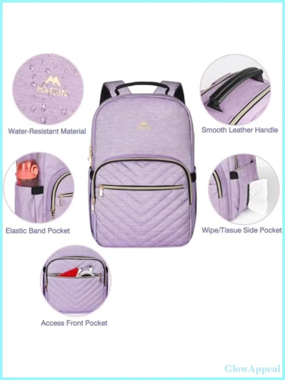 Water Resistant Laptop Backpack for Women, Anti Theft College Bookbag, PU